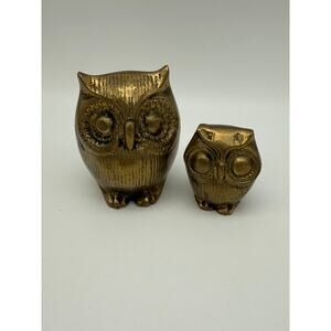 Imperial MCM Mid Century Brass Owl Figurines Made in Korea